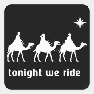Pegatina Cuadrada Esta Noche Cabalgamos Navidad Fe Cristiana Magos