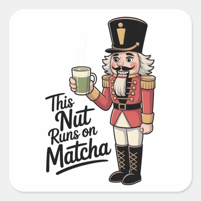 Pegatina Cuadrada Esta nuez funciona con cascanueces de matcha Navid (Anverso)