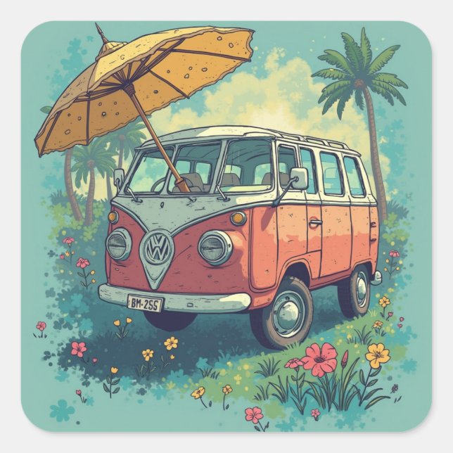 Pegatina Cuadrada Estábamos de descanso (Anverso)