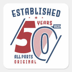 Pegatina Cuadrada Establecido Hace 50 Años   Idea II de regalo de cu