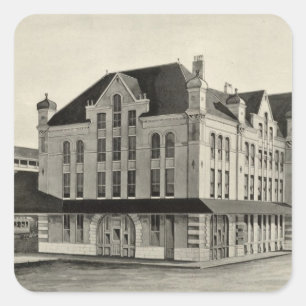 Pegatina Cuadrada Estación, concordia y ferrocarril de Montreal,