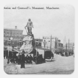 Pegatina Cuadrada Estación de intercambio y el monumento de Cromwell