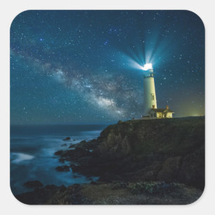 Pegatina Cuadrada Estación de la luz del punto de la paloma, Ca