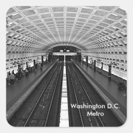 Pegatina Cuadrada Estación de metro de Washington mirando las vías
