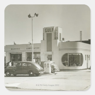 Pegatina Cuadrada Estación de servicio