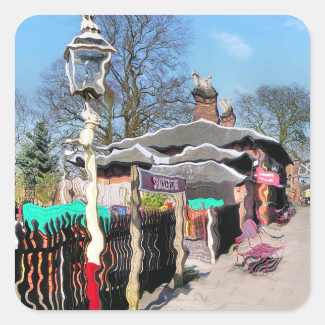 PEGATINA CUADRADA ESTACIÓN DE TREN ANTIGUA (Anverso)