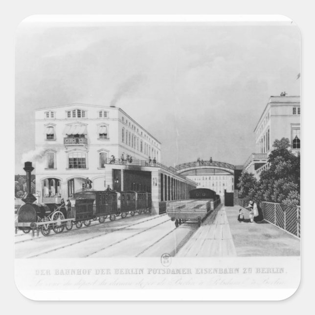Pegatina Cuadrada Estación de tren de Berlín-Potsdam (Anverso)