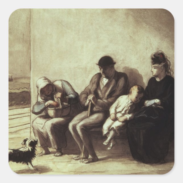 Pegatina Cuadrada Estación de tren Wayside (Anverso)