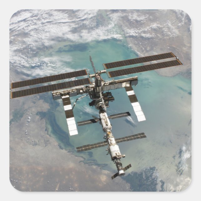 Pegatina Cuadrada Estación Espacial Internacional (Anverso)