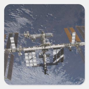 Pegatina Cuadrada Estación Espacial Internacional en órbita