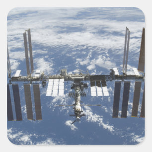 Pegatina Cuadrada Estación espacial internacional en órbita 2
