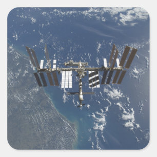 Pegatina Cuadrada Estación Espacial Internacional en órbita 3