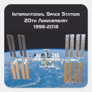 Pegatina Cuadrada Estación Espacial Internacional ISS 20º aniversari