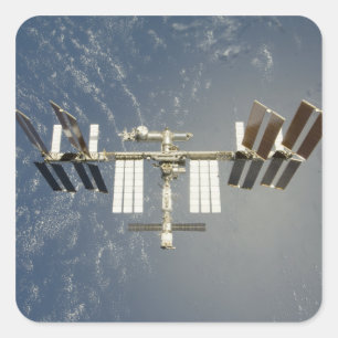 Pegatina Cuadrada Estación espacial internacional retrocedida