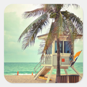 Pegatina Cuadrada Estación  Florida del salvavidas