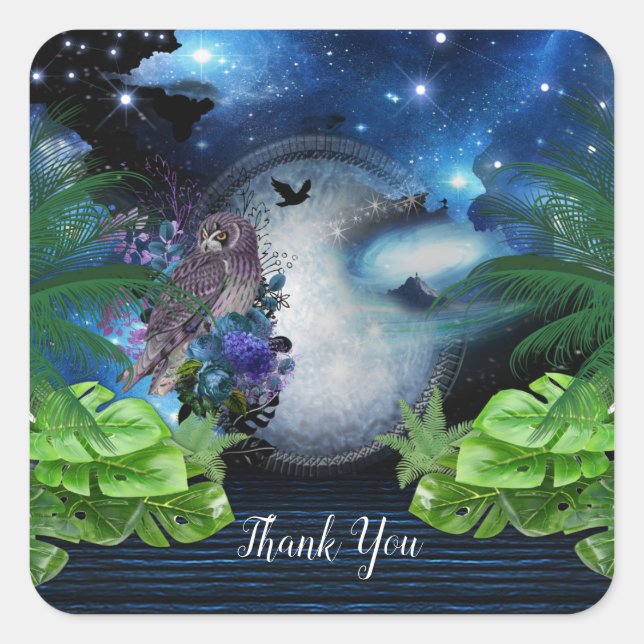 Pegatina Cuadrada Estacionario del portal del espacio ultraterrestre (Anverso)