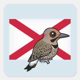 Pegatina Cuadrada Estado Birdorable de Alabama: Parpadeo