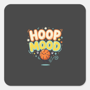Pegatina Cuadrada Estado de ánimo de baloncesto divertido fanático d