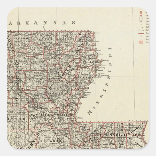 Pegatina Cuadrada Estado de Luisiana (Anverso)