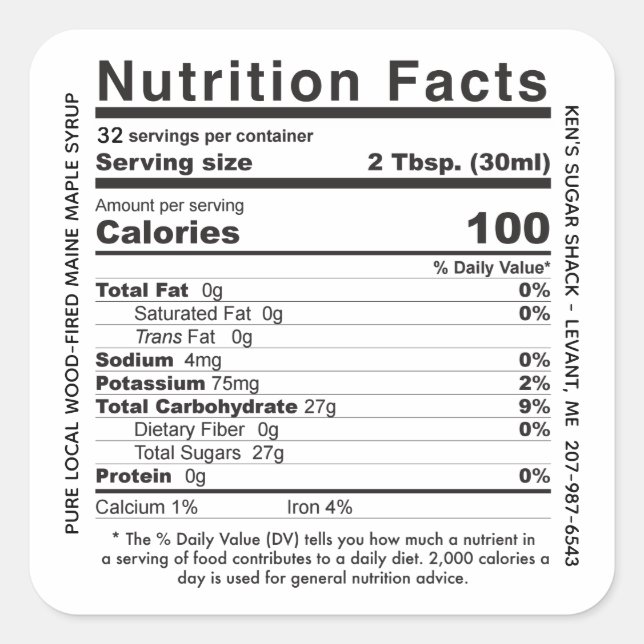 Pegatina Cuadrada Estado De Madera Incendiado Nombre Jarabe De Arce  (Anverso)