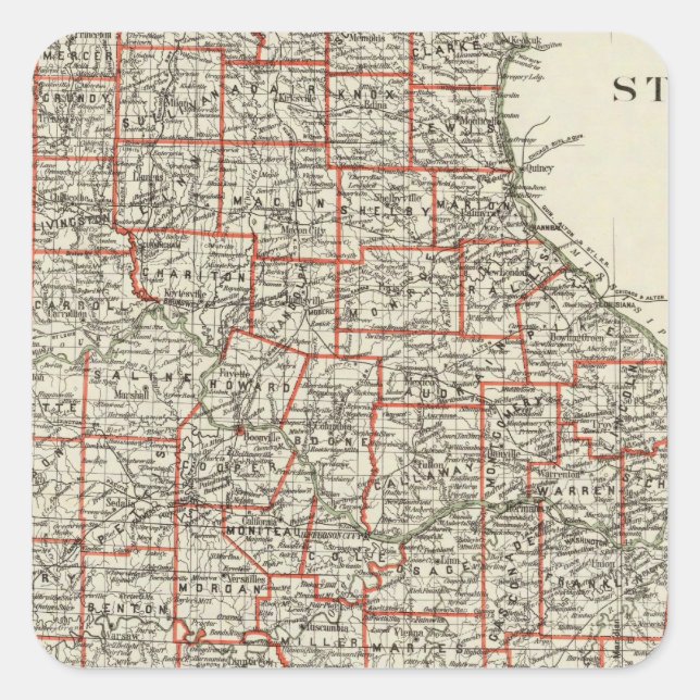 Pegatina Cuadrada Estado de Misuri (Anverso)