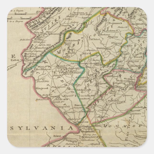 Pegatina Cuadrada Estado de Nueva Jersey 3 (Anverso)