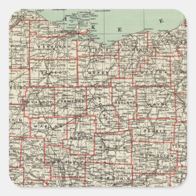 Pegatina Cuadrada Estado de Ohio (Anverso)