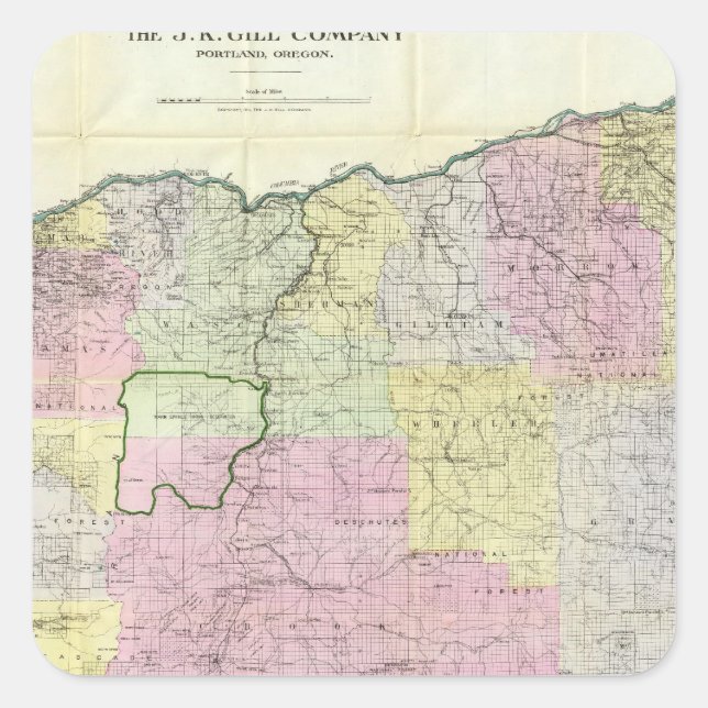 Pegatina Cuadrada Estado de Oregón (Anverso)