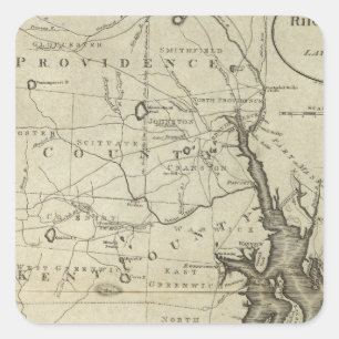 Pegatina Cuadrada Estado de Rhode Island 2