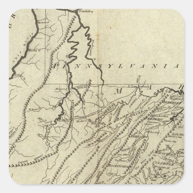 Pegatina Cuadrada Estado de Virginia (Anverso)