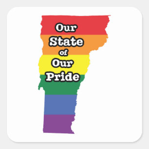 Pegatina Cuadrada Estado del orgullo gay   Vermont