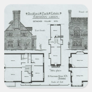 Pegatina Cuadrada Estado del parque de Bedford