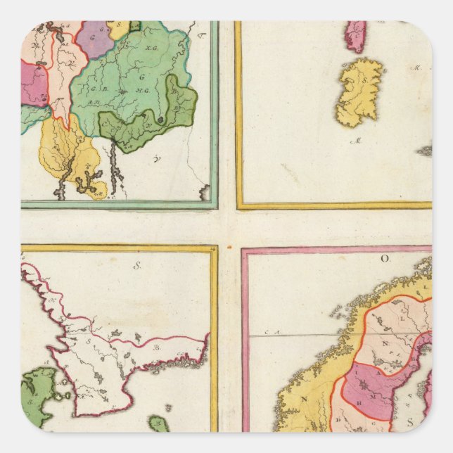Pegatina Cuadrada Estados bálticos (Anverso)