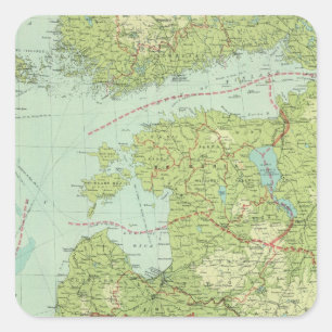 Pegatina Cuadrada Estados bálticos y Prusia del este