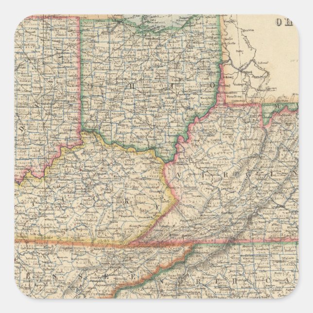 Pegatina Cuadrada Estados de Delaware y Maryland (Anverso)