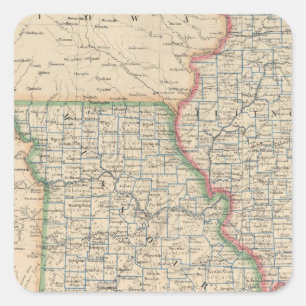 Pegatina Cuadrada Estados de Illinois, Misuri y Arkansas