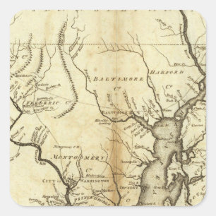 Pegatina Cuadrada Estados de Maryland y Delaware