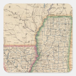 Pegatina Cuadrada Estados de Mississippi y de Luisiana