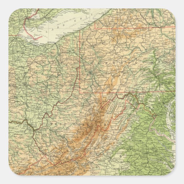 Pegatina Cuadrada Estados del noreste (Anverso)