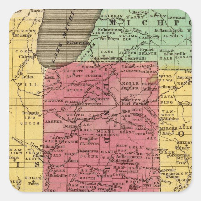 Pegatina Cuadrada Estados occidentales 2 (Anverso)