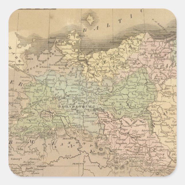 Pegatina Cuadrada Estados prusianos (Anverso)