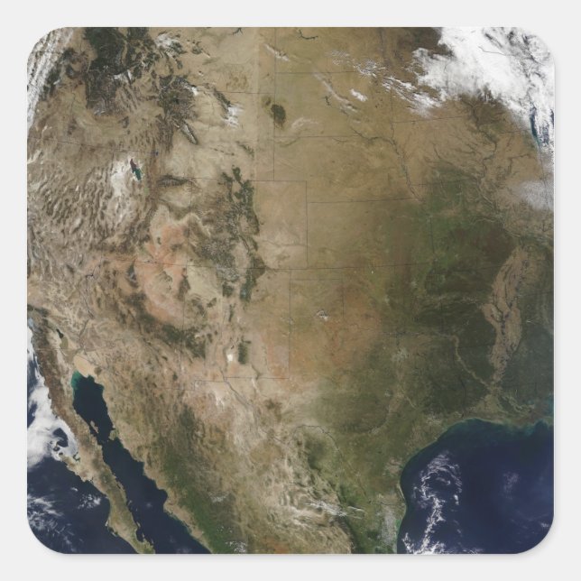 Pegatina Cuadrada Estados Unidos central y occidental (Anverso)