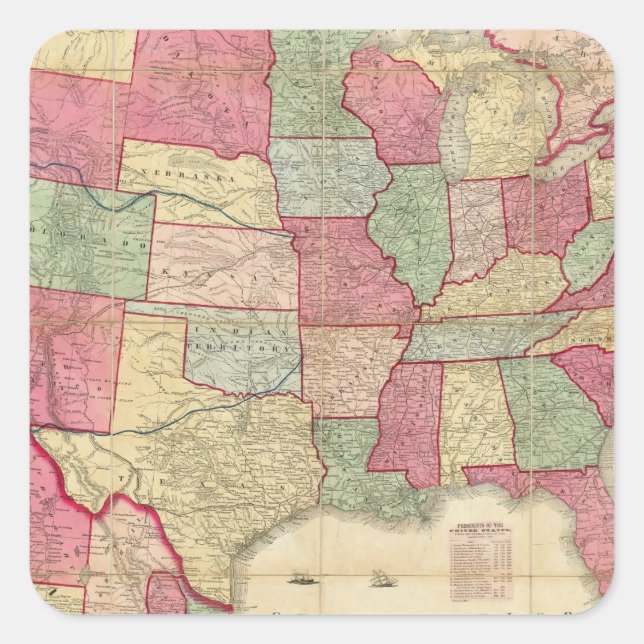 Pegatina Cuadrada Estados Unidos Continente Americano (Anverso)