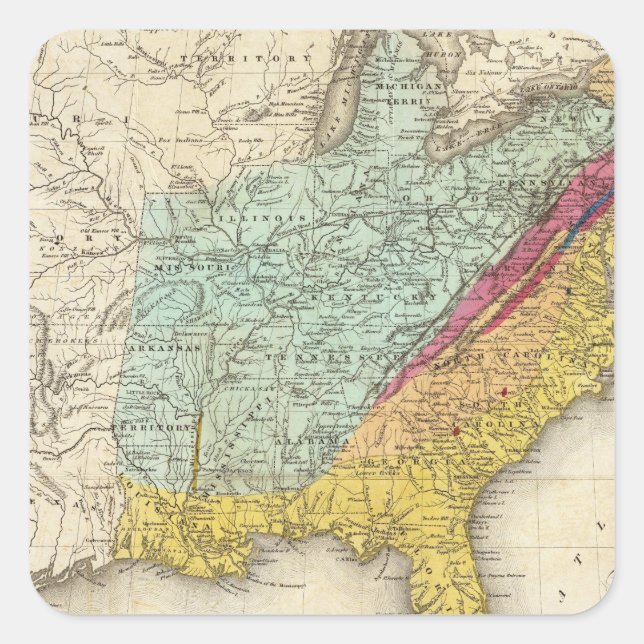 Pegatina Cuadrada Estados Unidos de América del Norte (Anverso)