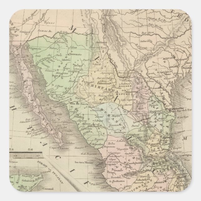 Pegatina Cuadrada Estados Unidos de México (Anverso)