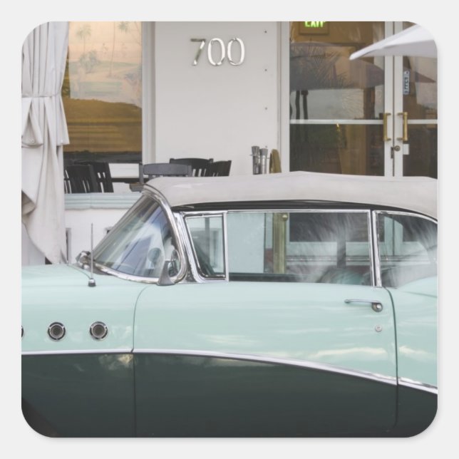 Pegatina Cuadrada Estados Unidos, Florida, Miami Beach: South Beach, (Anverso)