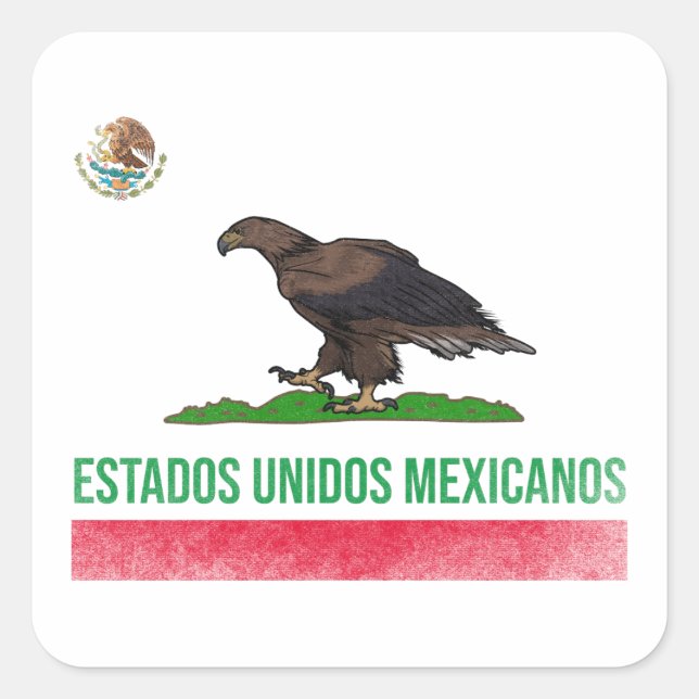 Pegatina Cuadrada Estados Unidos Mexicanos - México y California (Anverso)
