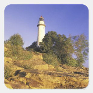 Pegatina Cuadrada Estados Unidos, Michigan, Lago Huron. Pointe Aux B