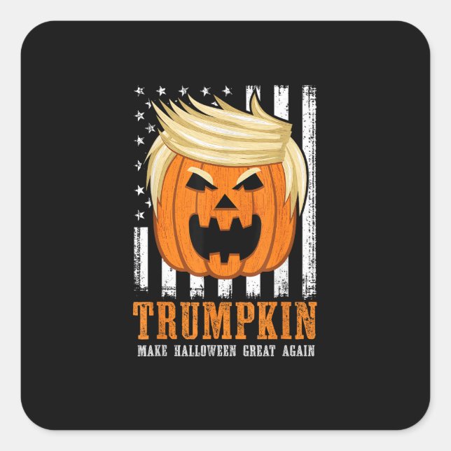 Pegatina Cuadrada Estados Unidos Trumpkin vuelve a hacer que Hallowe (Anverso)