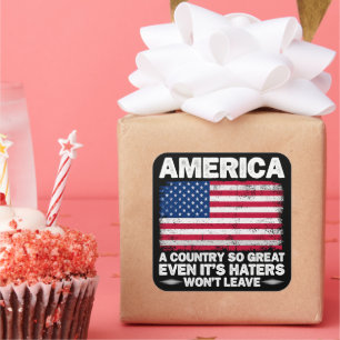 Pegatina Cuadrada Estados Unidos Un País Tan Grande Como La Bandera 